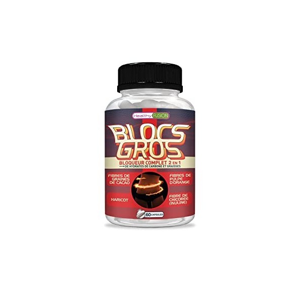 Healthy Fusion Blocs Gros Bloqueur comlet | Puissant bloqueur de glucides et de graisses 2-en-1 | 60 Capsules