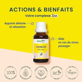 HerbalGem - Calmigem - Contribue à combattre le stress - Complexe de gemmothérapie - 30 ML