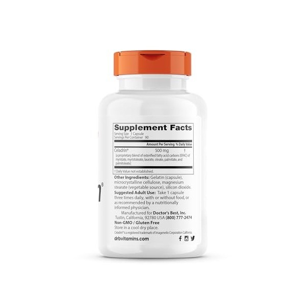 Doctors Best | Céladrine | 500 mg | 90 capsules | sans gluten