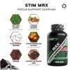 Stim Max - Complexe pour Focus & Concentration - 180 gélules - Extra fort - Combinaison de : caféine, L-théanine, guarana, D-