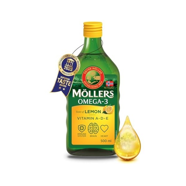 Moller’s ® | Huile de foie de morue oméga 3 | Compléments alimentaires oméga-3 avec EPA, DHA, vitamines A, D et E | Prix Supe