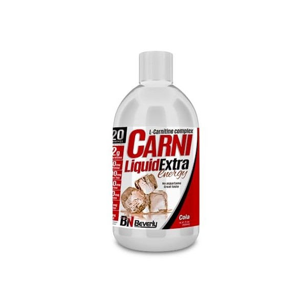 Beverly Carni Liquid Extra Energy | 500 ml | Goût Cola | Carnitine avec caféine, Taurine, Thé vert, Choline et Inositol | Réd