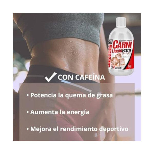 Beverly Carni Liquid Extra Energy | 500 ml | Goût Cola | Carnitine avec caféine, Taurine, Thé vert, Choline et Inositol | Réd