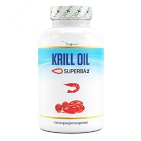 Huile de Krill - 120 capsules - Premium : Huile de Krill de lAntarctique Superba - Riche en EPA + DHA + Astaxanthine + Phosp
