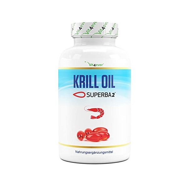 Huile de Krill - 120 capsules - Premium : Huile de Krill de lAntarctique Superba - Riche en EPA + DHA + Astaxanthine + Phosp