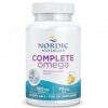 Nordic Naturals, Complete Omega-3, 565mg, avec Huile de Bourrache et GLA, 60 Capsules molles, Goût Citron, Testé en Laboratoi