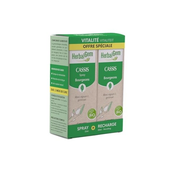 HERBALGEM - DUO VITALITE - Macérât-Mère - Cassis Bio - Complément Alimentaire Gemmothérapie Concentrée - Extrait De Bourgeon 