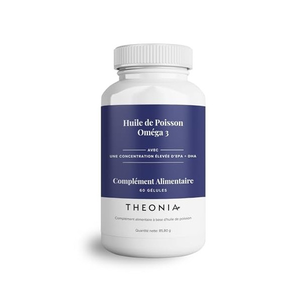 Huile de poisson Oméga 3 Pure 2000 mg avec Vitamine E de Theonia - Soutient le cœur, les articulations, l’activité cérébrale 