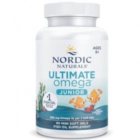 Nordic Naturals, Ultimate Omega-3 JR, 680mg dOméga-3, pour Enfants, Arôme Fraise, avec EPA et DHA, 90 Capsules molles, Testé