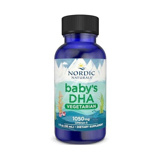 Nordic Naturals, Vegetarian Baby-DHA, Base dHuile dAlgues, avec EPA et DHA, 30ml, Testé en Laboratoire, Sans Soja, Sans Glu