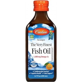 Carlson, lhuile de poisson la plus fine, provenant de sources durables en Norvège avec 1600 mg doméga-3, orange, 200 ml