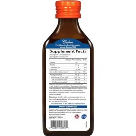 Carlson, lhuile de poisson la plus fine, provenant de sources durables en Norvège avec 1600 mg doméga-3, orange, 200 ml