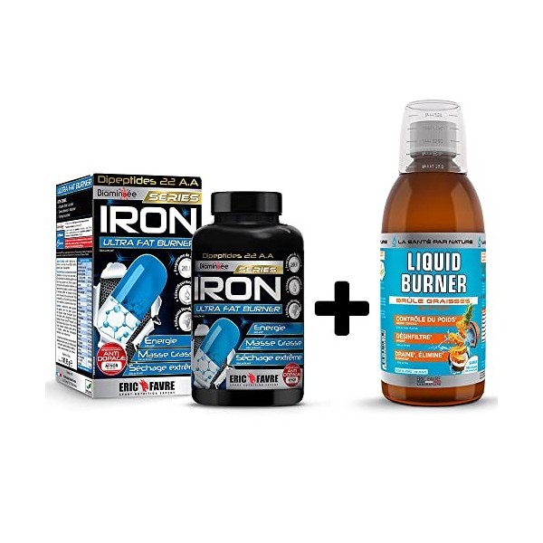 Pack Objectif Minceur Brule Graisse IRON ULTRA FAT BURNER E.A.A + LIQUID BURNER 3 en 1 – Minceur Femme et Homme - Laboratoire