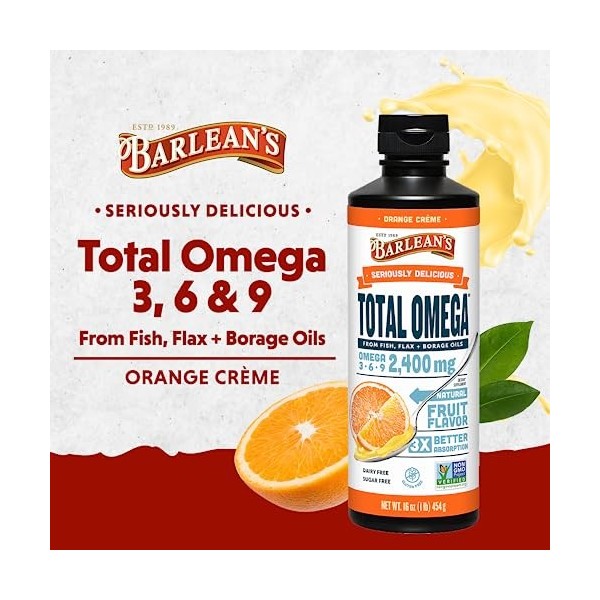 Barleans Organic Oils - Barlean - Total Omega 3 6 9 Swirl crème à lorange 473 ml