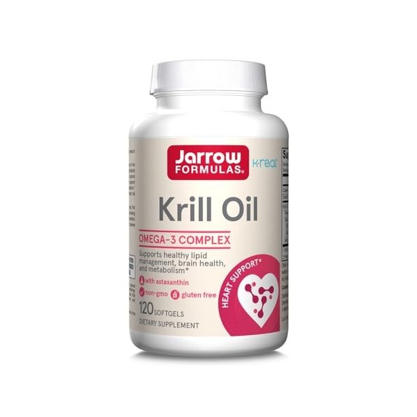 Jarrows, Huile de krill, 600 mg, avec oméga-3 et astaxanthine, 120 gélules molles, testée en laboratoire, sans gluten, sans 