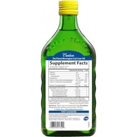 Carlsons Huile de foie de morue, 1100 mg doméga-3s, supplément dhuile de poisson liquide, extrait sauvage, norvégien arcti