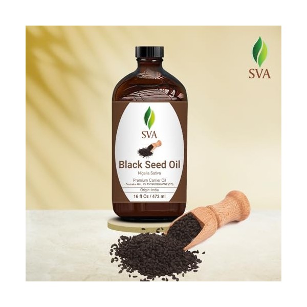 SVA Organics Huile de support de graine noire biologique certifiée USDA 16 oz - Huile de qualité thérapeutique pressée à fr