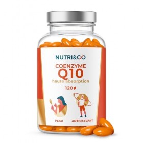 Nutri&Co Coenzyme Q10 - Ubiquinone 200mg - CoQ10 + Vitamine C - Complément Alimentaire Peau Anti-Age & Anti-Rides - Santé Car