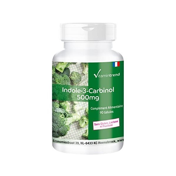 Indol-3-Carbinol 500mg - 90 gélules - Avec poudre de Brocoli Complémentaire - Végan | Vitamintrend®