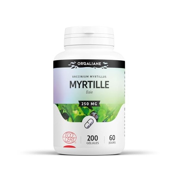 Myrtille baie Biologique 250 mg - 200 gélules - Certifié Ecocert - Orgaliane