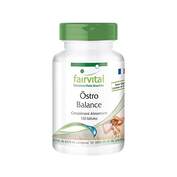 Fairvital | Oestro Balance - 2 mois de cure - Hautement dosé - 120 gélules - isoflavones de soja génistine, daidzine, glycit