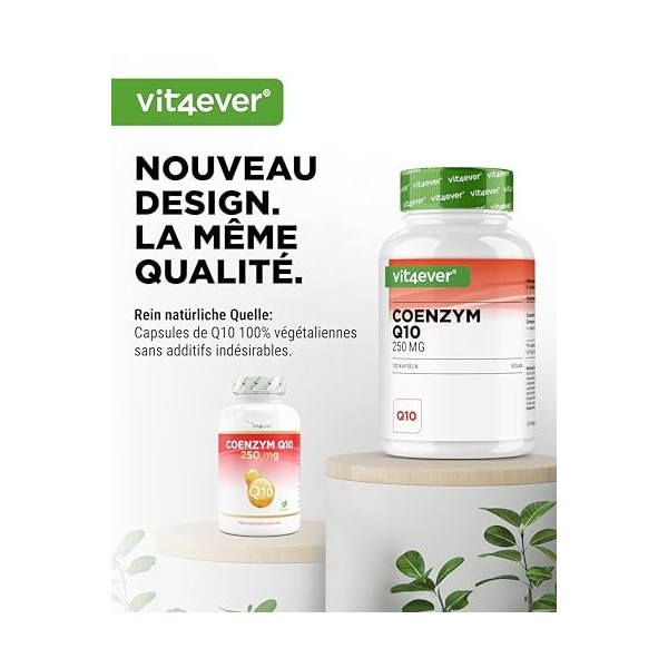 Coenzyme Q10 250 mg par gélule - 120 gélules - Premium : Q10 issu de la fermentation végétale + pipérine - 100% ubiquinone - 