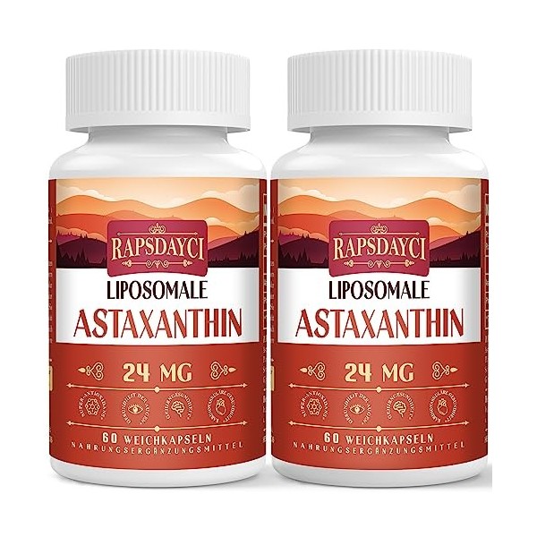 Liposomal Astaxanthine Supplément 24mg par portion, Formule Antioxydante Puissante que la Vitamine C, Absorption Supérieure 