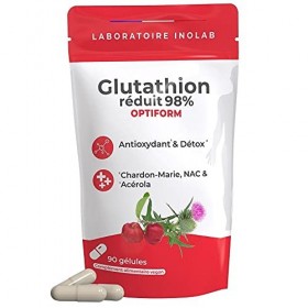 Glutathion 400mg + NAC, Chardon Marie et Acérola Bio - ASSIMILATION grâce aux Gélules GASTRO RESISTANTES- Glutathion à Bio Fe