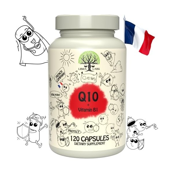 NOUVEAU ~ Coenzyme Q10 avec vitamine B1 ~ Ubiquinone ~ Antioxydant ~ Energie ~ Gélule Végétale ~ Bouteille 100% Naturelle et 