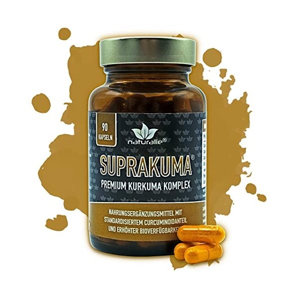 Naturalie® Suprakuma Lot de 90 gélules de curcuma 210 mg de curcumine pure en complexe double avec Curcugreen® et Curcumine C