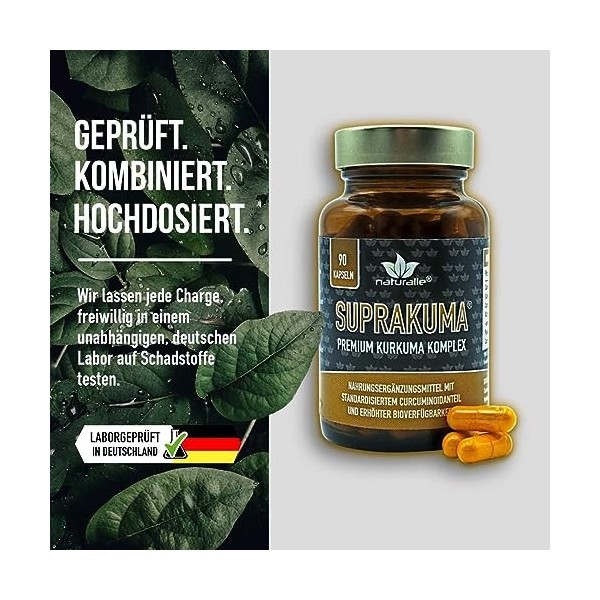 Naturalie® Suprakuma Lot de 90 gélules de curcuma 210 mg de curcumine pure en complexe double avec Curcugreen® et Curcumine C