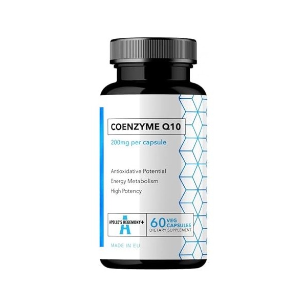 Coenzyme Q10 200mg - 60 gélules végétaliennes - 2 mois dapprovisionnement - Antioxydant naturel - par Apollos Hegemony