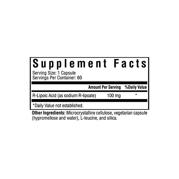 Alpha R Lipoic Acid, 100mg - 60 vcaps