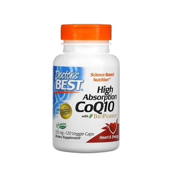 Doctors Best High Absorption CoQ10 avec BioPerine, 100mg - 120 gélules végétales - Soutien Cardiovasculaire et Antioxydant