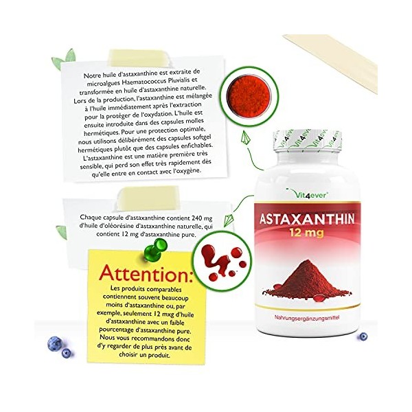 Astaxanthine 12 mg Depot - 150 capsules softgel - A partir de microalgues Haematococcus Pluvialis pures - Biodisponibilité op