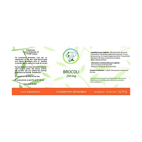 Planticinal Brocoli 250mg à 10% de glucoraphanine activée