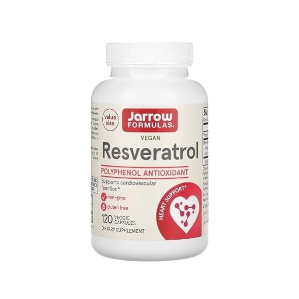 Jarrow Formulas Resvératrol 100mg - 120 Vcaps - Antioxydant Puissant & Soutien Cardiovasculaire - Complément Naturel Hautemen