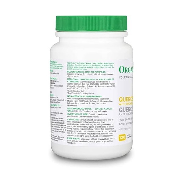 ORGANIKA QUERCETIN WITH BROMELAIN 120 CAPLETS