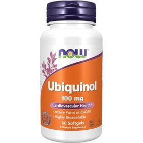Now Supplements, Ubiquinol, forme active de CoQ10, 100 mg, 60 gélules molles, testé en laboratoire, sans gluten, sans soja, s