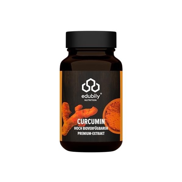 edubily nutrition® Capsules de curcuma - Avec la matière première de marque Longvida Optimized Curcumin® - Absorption optimal