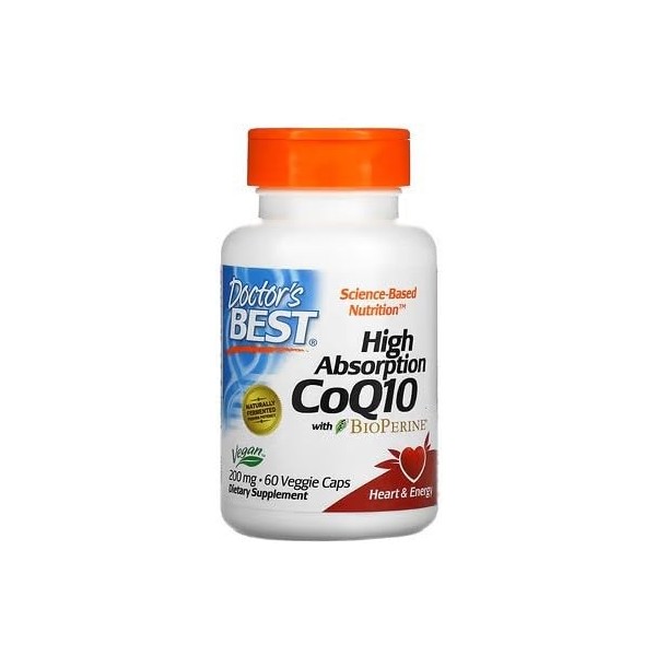 Doctors Best High Absorption CoQ10 avec BioPerine, 200mg - 60 gélules végétales- Soutien Cardiovasculaire et Antioxydant