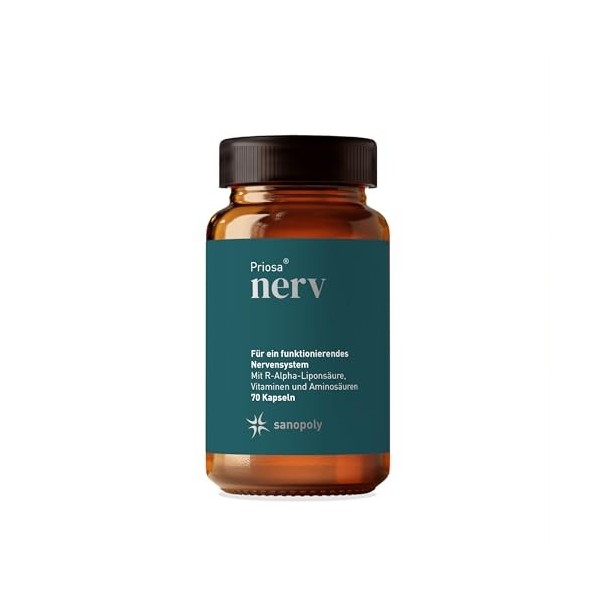 Sanopoly Priosa Nerv I 70 gélules multivitaminées pour les nerfs I Complément alimentaire contre les troubles nerveux avec co