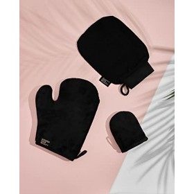 Kit de gant de bronzage - Moufles autobronzantes pour le corps et le visage avec gant exfoliant