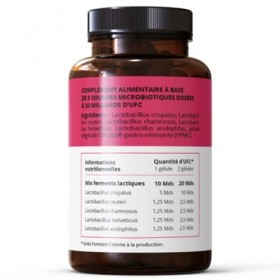 Superbiotiques Flore intime - Ferments lactiques - 5 souches naturelles cultivées en France - 60 Gélules gastro-résistantes D