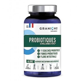 Probiotiques GRANIONS | Complément alimentaire probiotique | 45 Milliards dUFC avec 11 Souches Probiotiques + Fibres Prebiot