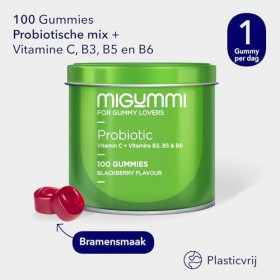 Gommes Probiotiques Intestinaux | 100 Gummies au goût naturel de mûre | Probiotiques, Vitamine C, B3, B5, B6 | Flore intestin