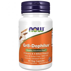 Now Foods, Gr8-Dophilus Bonne Culture Bactérienne , 60 Capsules végétaliennes, Testé en Laboratoire, Sans Gluten, Sans OGM, 