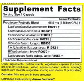 Jarrow Formulas Jarro-Dophilus EPS Probiotique, 5 Milliards de Souches Actives - 60 Vcaps - Santé Digestive & Immunité Renfor