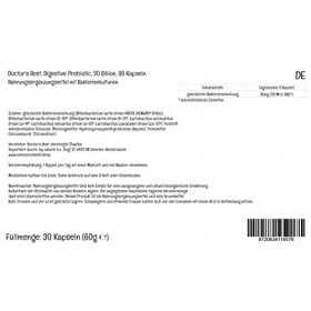 Doctors Best Digestive Probiotic, 20 Billion with Howaru, 30 Gélules Végétaliennes, Testé en Laboratoire, Sans Gluten, Sans 