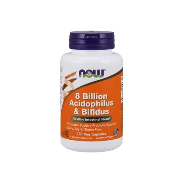 Now Foods 8 Billion Acidophilus & Bifidus 120 vcapsules Sans saveur